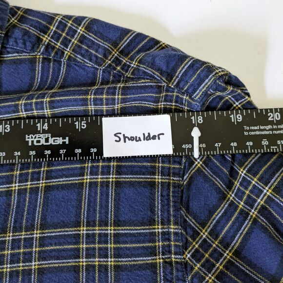 Chaps Men's Cotton Oxford Shirt Size L Blue Plaid Button Down Long Sleeve - Picture 9 of 11